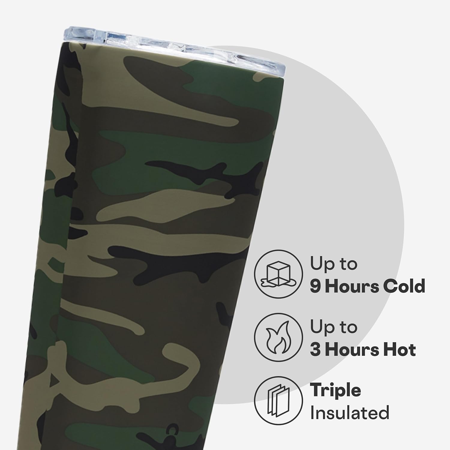 Corkcicle Classic Tumbler - Insulated Stainless Steel Travel Cup - Cold & Hot Drinks - Reusable - Durable - Spill Proof Lid - Non-Slip Silicone Base - Easy Grip - BPA Free - 24 oz - Woodland Camo - Image 3
