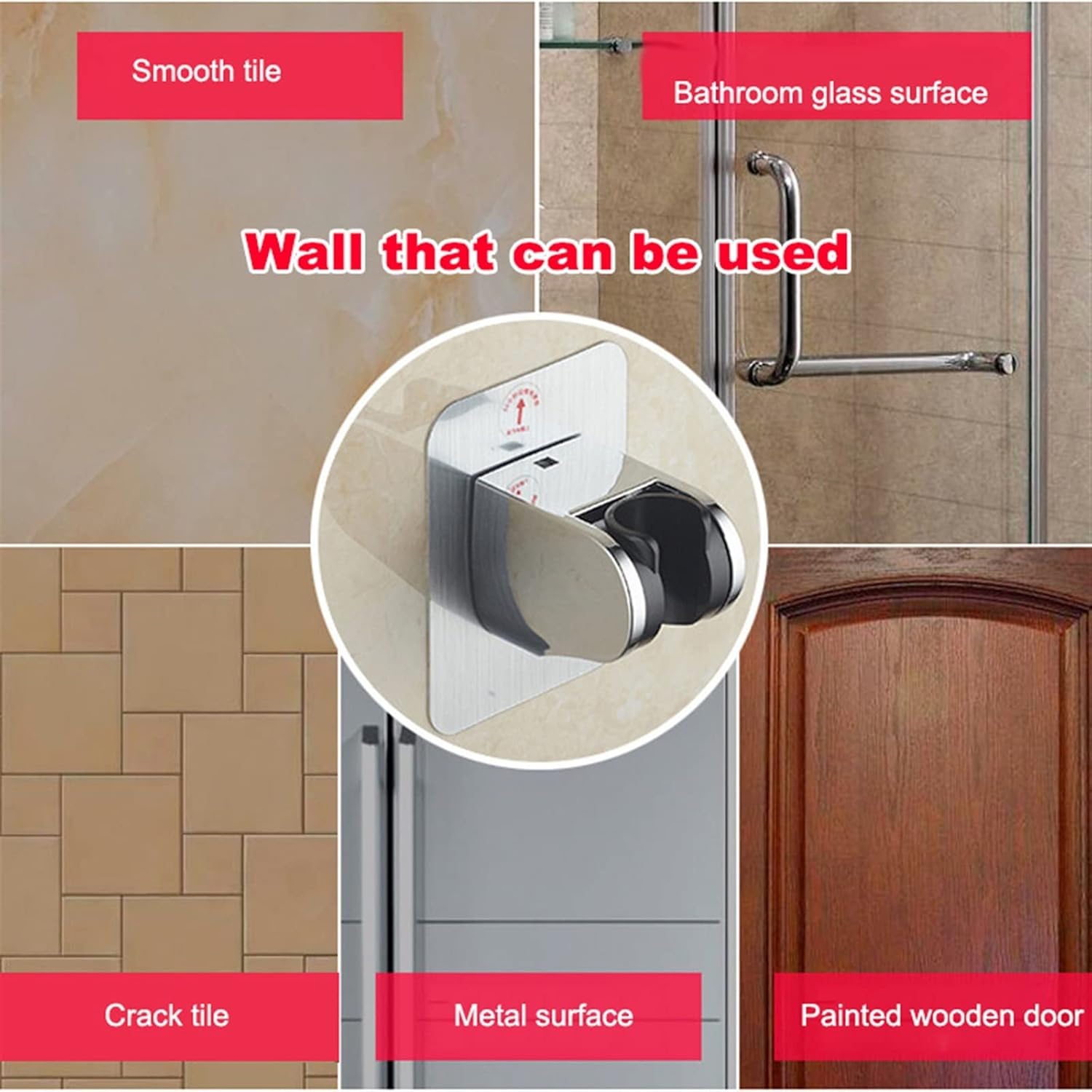 Shower Head Wand Holder, Shower Holder Shower Head Bracket Holder Adjustable Waterproof Suction Cup Base for Bathroom