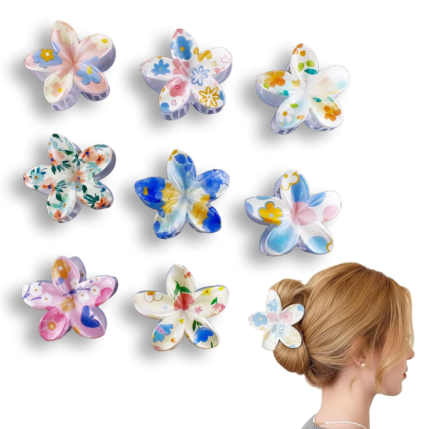 Hawaiian Plumeria Hair Clips - Colorful Floral Design