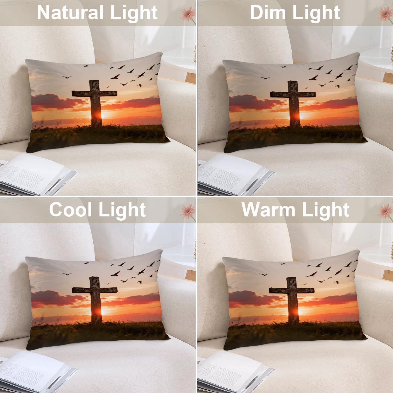 Batmerry Orange Holy Meadow Pillowcases,Colorful Religion Jesus Decorative Bed Pillowcases Digital Printing Blended Fabric Bedroom Set Hidden Zipper on Short Side 20X26 in