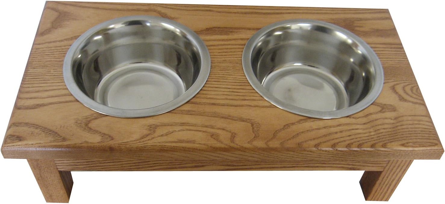 Classic Pet Beds 2-Bowl Traditional Style Ash Pet Diner, Small, Cherry