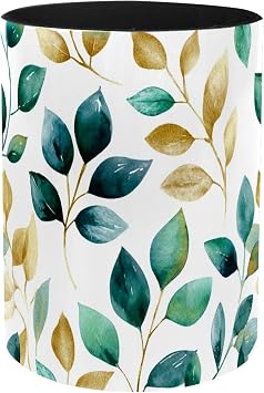 gold green leaves and branches 5 Pen Holder Pencil Organizer Cute Pencil Cup Desk Decor Makeup Brush Holder for Office Home Classroom School