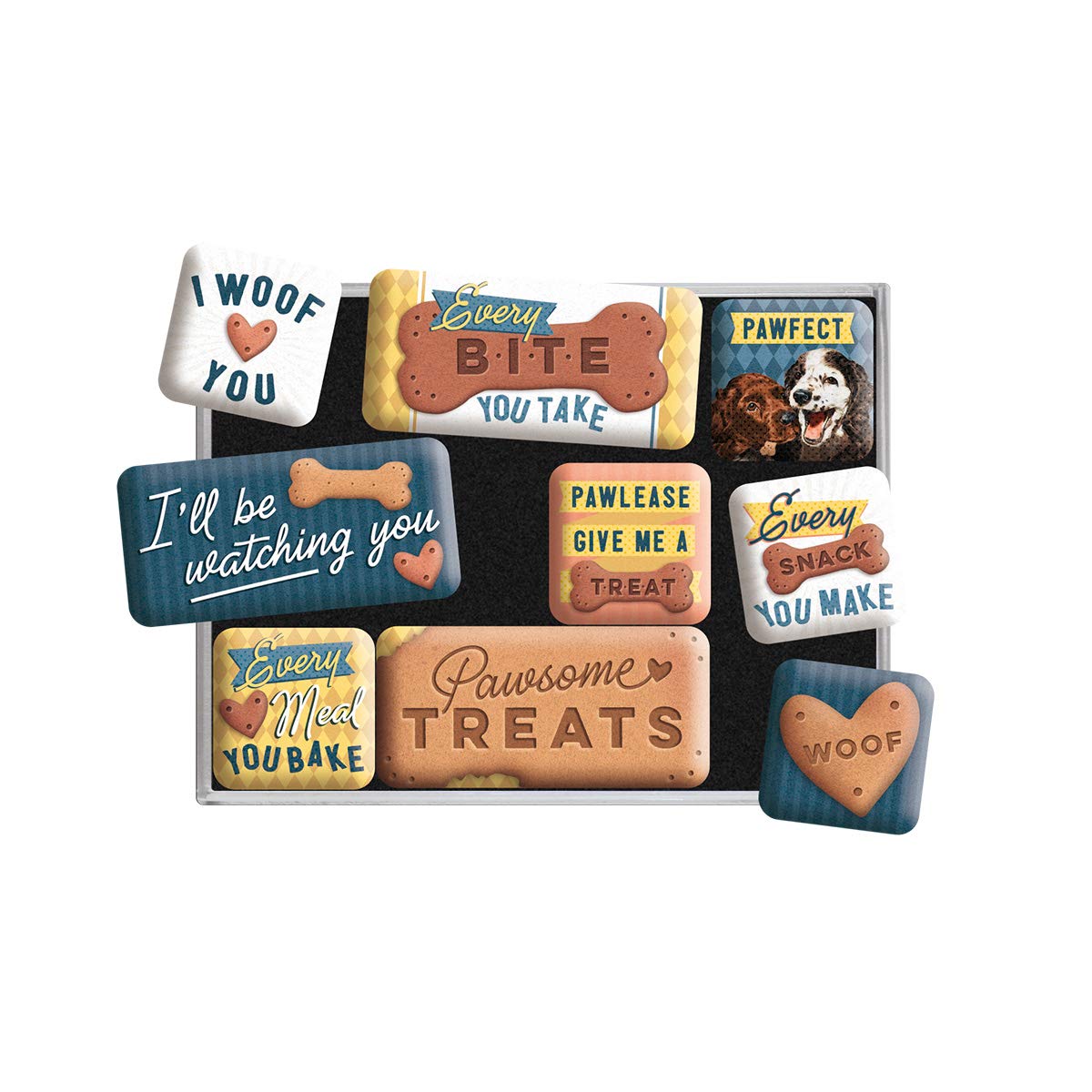 Nostalgic-Art RETRO FRIDGE MAGNETS 9 PACK EVERY BITE YOU TAKE DOG TREATS - GIFT IDEA FOR DOG OWNERS MAGNET SET FOR MAGNETIC BOARD VINTAGE