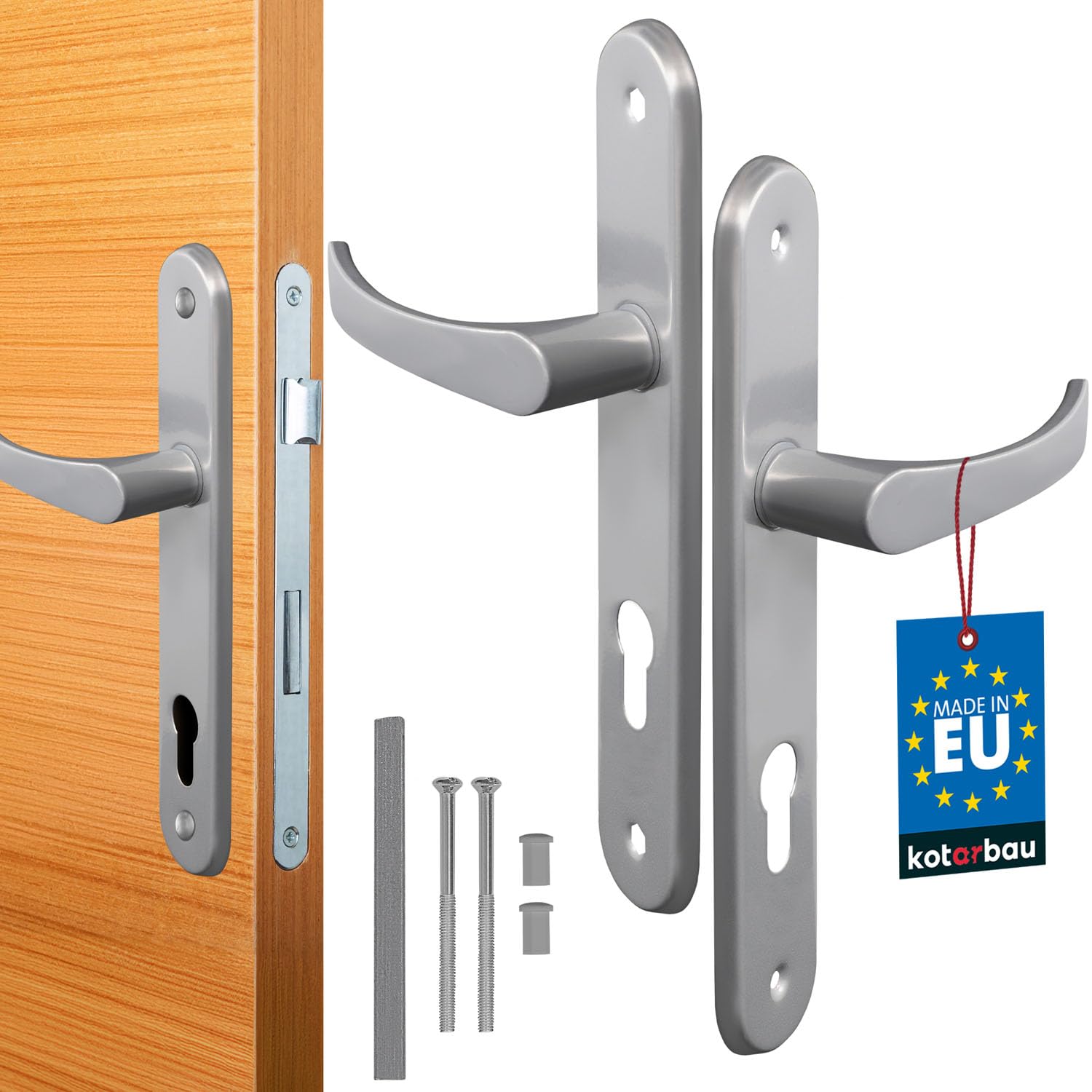 KOTARBAU® Door Handle 72 mm Ambidextrous Silver Aluminium Pull Handle for Profile Cylinder Door Fitting — image 1