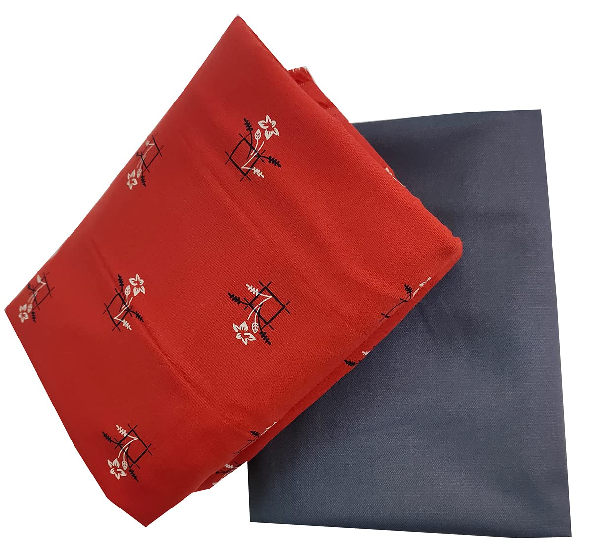Men's Poly Cotton Shirt And Trouser Unstitched Fabrics Set (Red_Freesize)-image-7