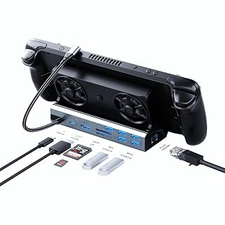 Docking Staion for Steam Deck/ROG Ally/Legion Go,10 in 1 Double Fan Steam Deck Dock.1000Mbps Ethernet,3.0 PD100W Charging,HDMI 2.0 4K@60Hz.6 USB Port. SD/TF Double Card Slot Steam Deck Dock. - Amazon product rated Grade B