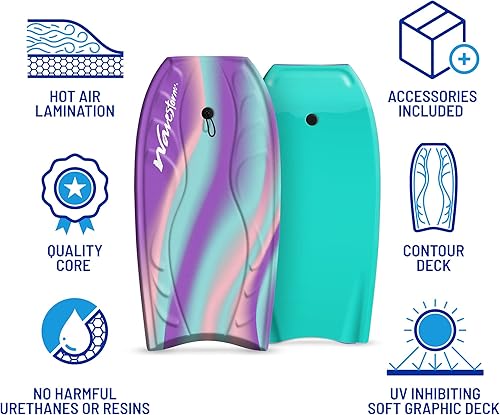Miniatura 5 de Wavestorm Bodyboard de espuma de 40 pulgadas  Bodyboards Recreational Beginners Todos los niveles de surf  Cubierta contorneada y parte inferior del