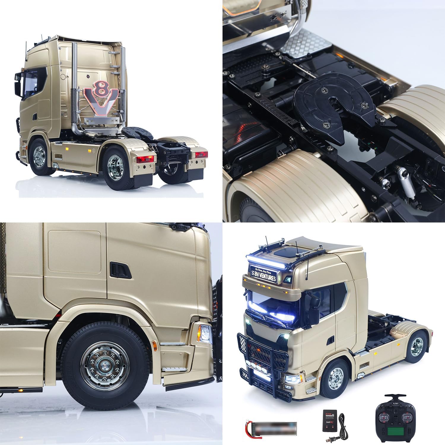 TOUCAN RC HOBBY 1/14 Remote Control Tractor Truck 4X2 for DIY Tamiya Chassis 56379 3Speed Gearbox Flowing Water Light Smoke Unit ST8 Radio RTR