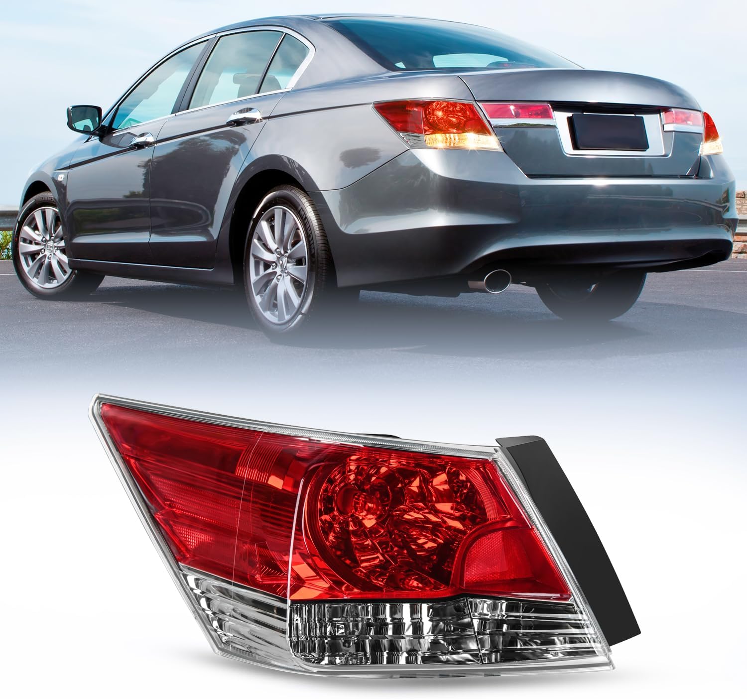 Nilight Taillight Assembly Compatible with 2008 2009 2010 2011 2012 Honda Accord Tail Lights Rear Lamp Replacement OE Style Driver Side w/Bulbs