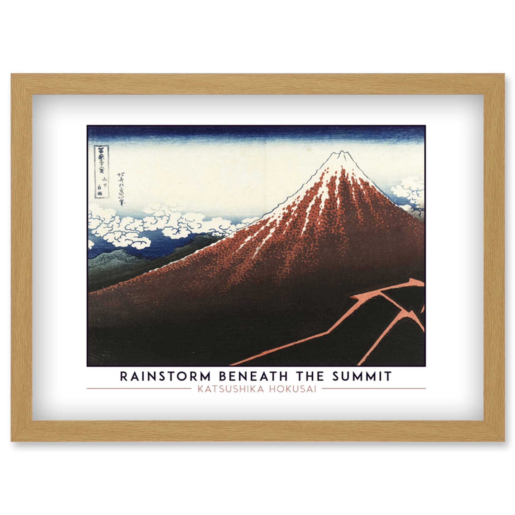 Wee Blue Coo Katsushika Hokusai Rainstorm Beneath The Summit Mount Fuji Painting Artwork Framed Wall Art Print A4