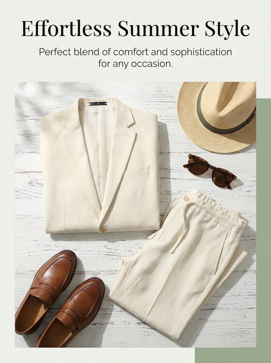 Men's Linen Suits 2 Piece Casual Regular Fit Linen Blazer Jacket and Pants for Summer Beach Wedding - Image 2