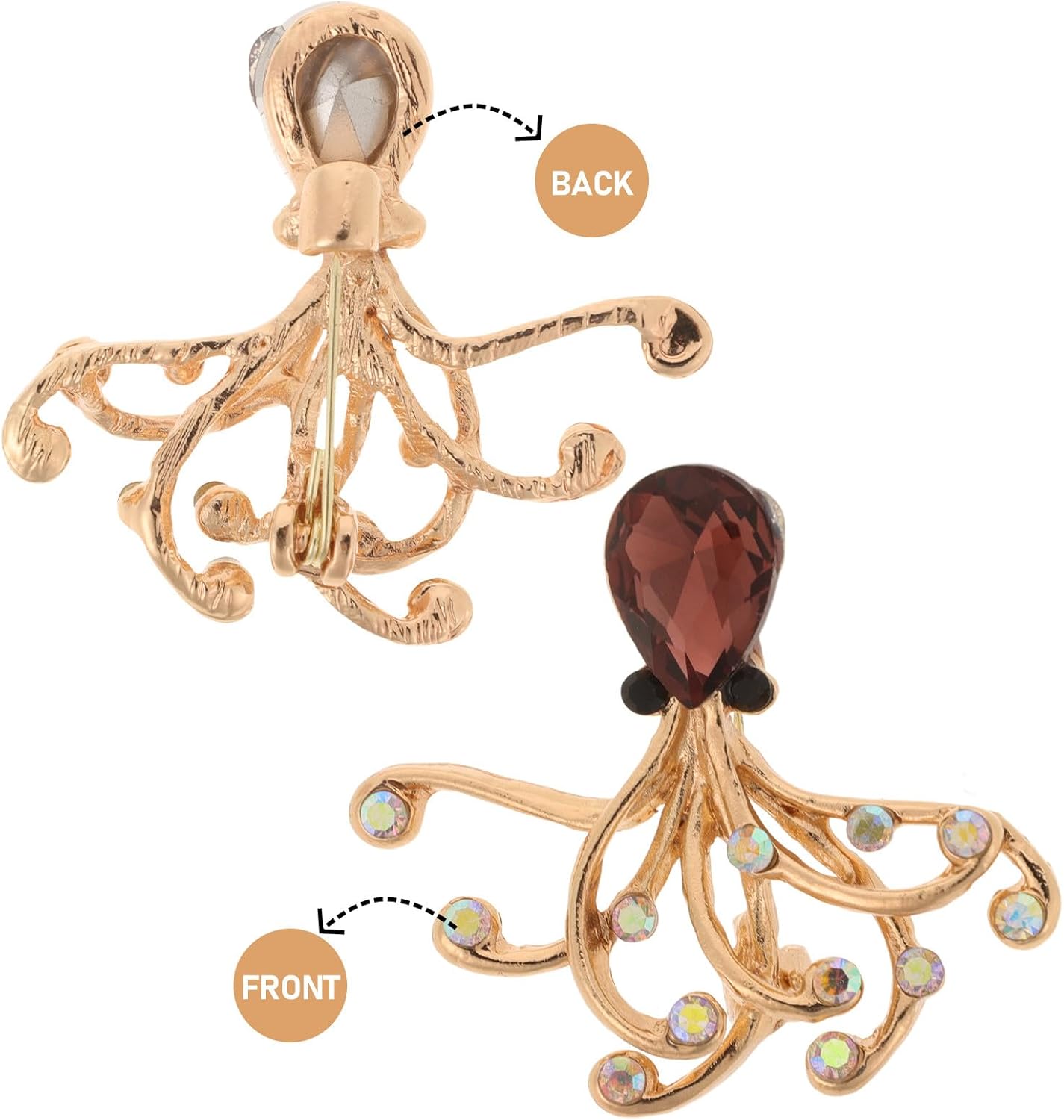 Operitacx Crystal Octopus Brooch Pin for Women Men, Enamel Animal Pin with Ocean Design, Crystal Jewelry Accessories for Halloween Costume and Fashion