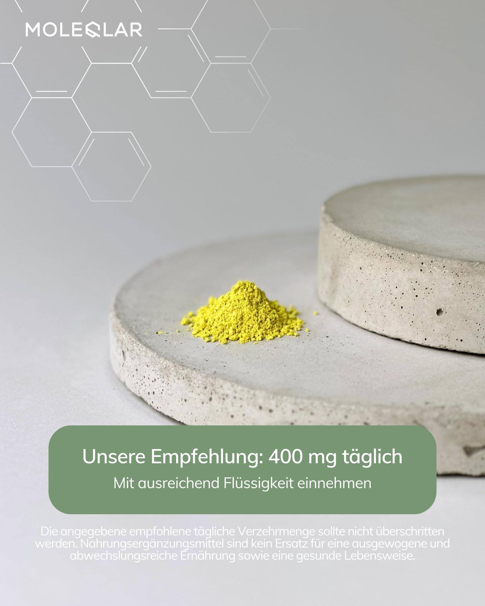 MoleQlar Quercetina polvere di alta purezza – 60 g di quercetina diidrato vegana Premium – 400 mg per porzione – con cucchiaio dosatore – Bioflavonoide vegetale del jap