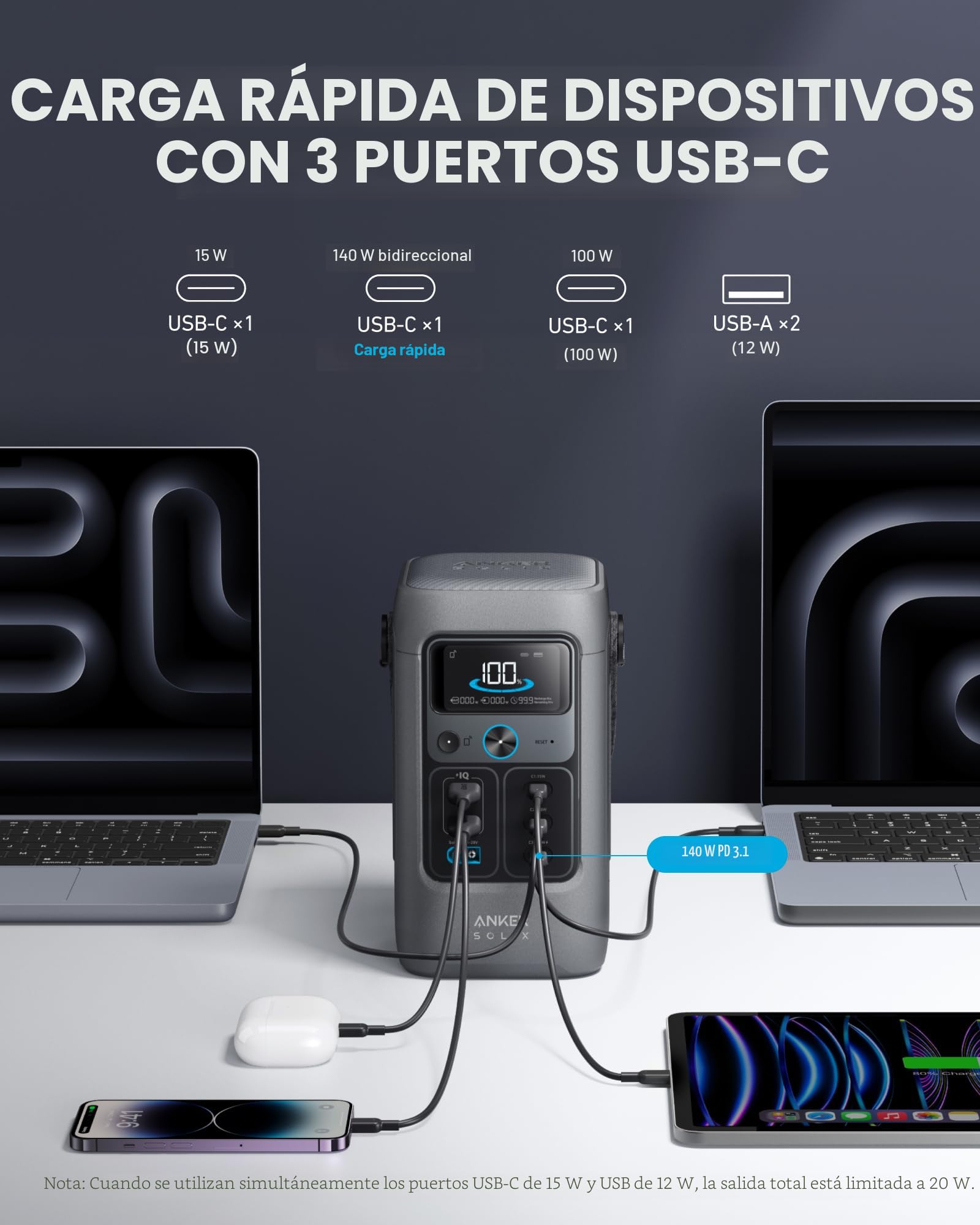 Amazon.com: Estación de Banco de Energía DC Anker SOLIX C200 y