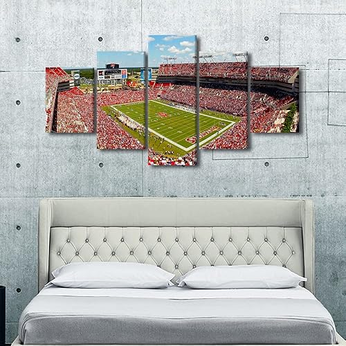 Vista 449 de Cuadros de estadios deportivos de fútbol americano de Minnesota, cuadros de vikingos, 5 paneles, lienzo para pared, arte de pared del estadio