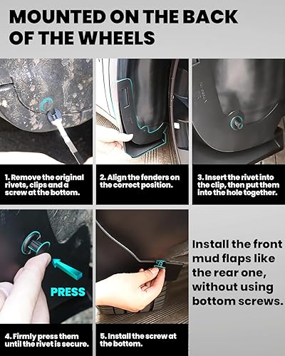 Miniatura 2 de LASFIT Aletas de barro para Tesla Model 3 2017-2023 No requiere perforación, protectores contra salpicaduras mate, guardabarros mate, accesorios de