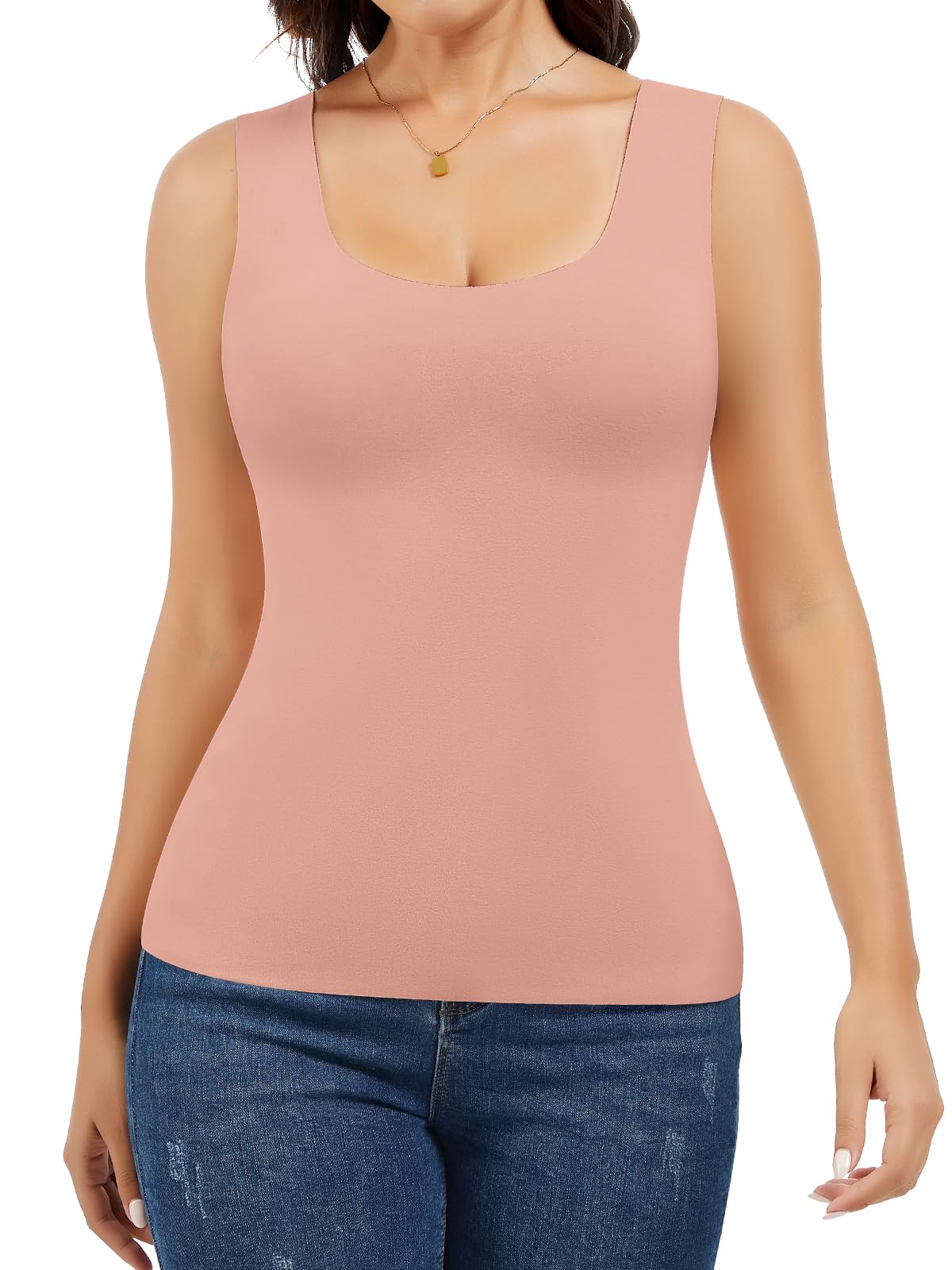 Joyshaper Damen Oberteil Thermo Winter Ärmellos Cami Tank Top | Thermohemd Runder Hals Warme Unterhemd Elegant Camisole