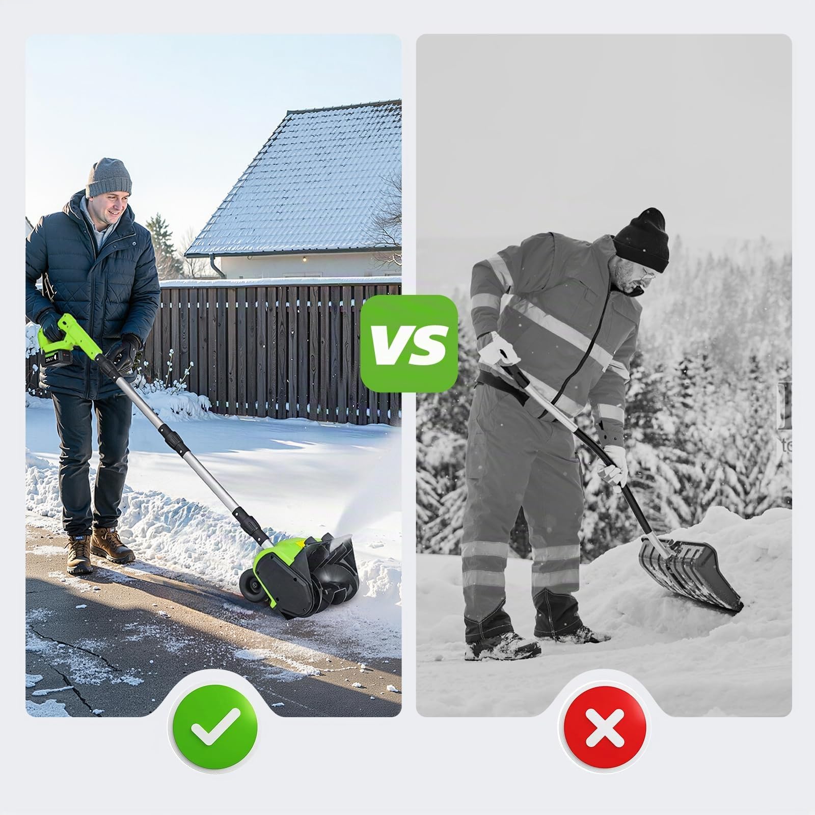 Akku Schneefräse 30cm Arbeitsbreite 15cm Schneehöhe Wurfweite 6m 2x4Ah Akku Ladegerät
