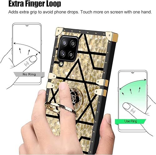 Miniatura 3 de KuDiNi Funda para Galaxy A42, A42 Samsung para mujer, funda cuadrada retro elegante clásica de lujo con estilo de choque suave TPU borde protector