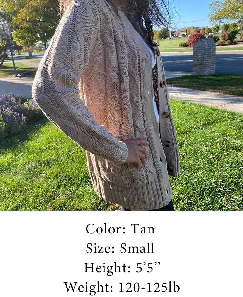 Goranbon Women's Cable Knit Cardigan Long Sleeve Open Front Button Down Knitwear Sweater Coat - Image 5