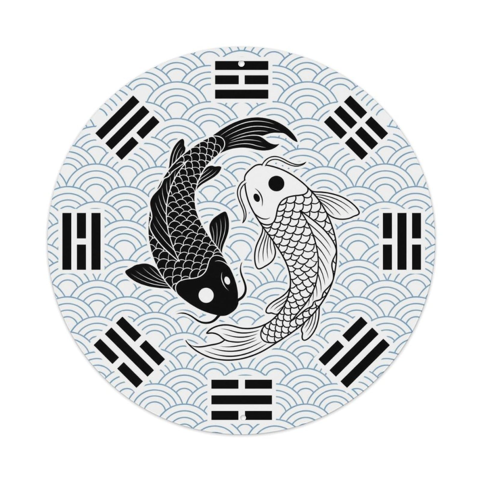 Tai Chi Koi Fish Eight Trigrams Universe Cosmic Order Metal Tin Sign