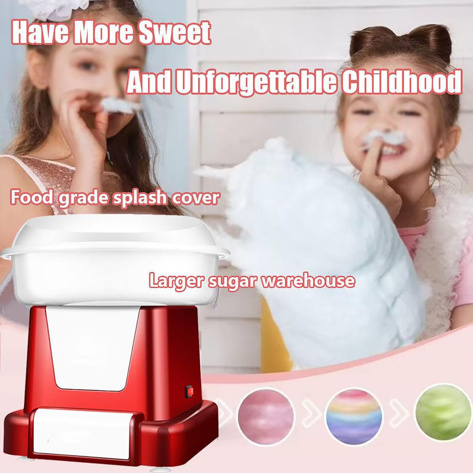 Máquina de algodón de azúcar retro, portátil para el hogar, para hacer hilo dental de caramelo, fácil de limpiar, mini diseño para niños, hogar, fiesta, cumpleaños y festivales
