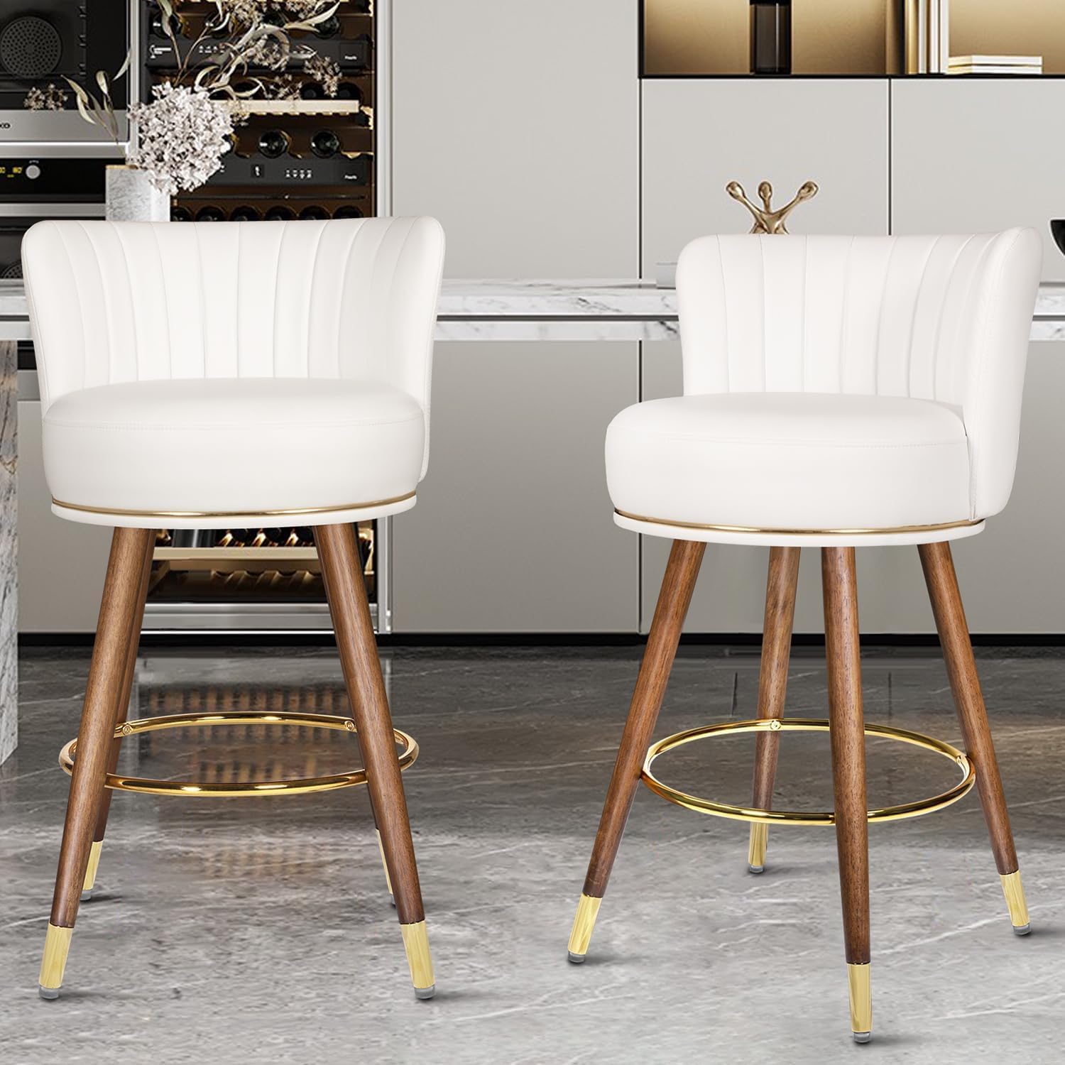 SeekFancy 27" Swivel Bar Stools Set of 2, Counter Heigh Bar