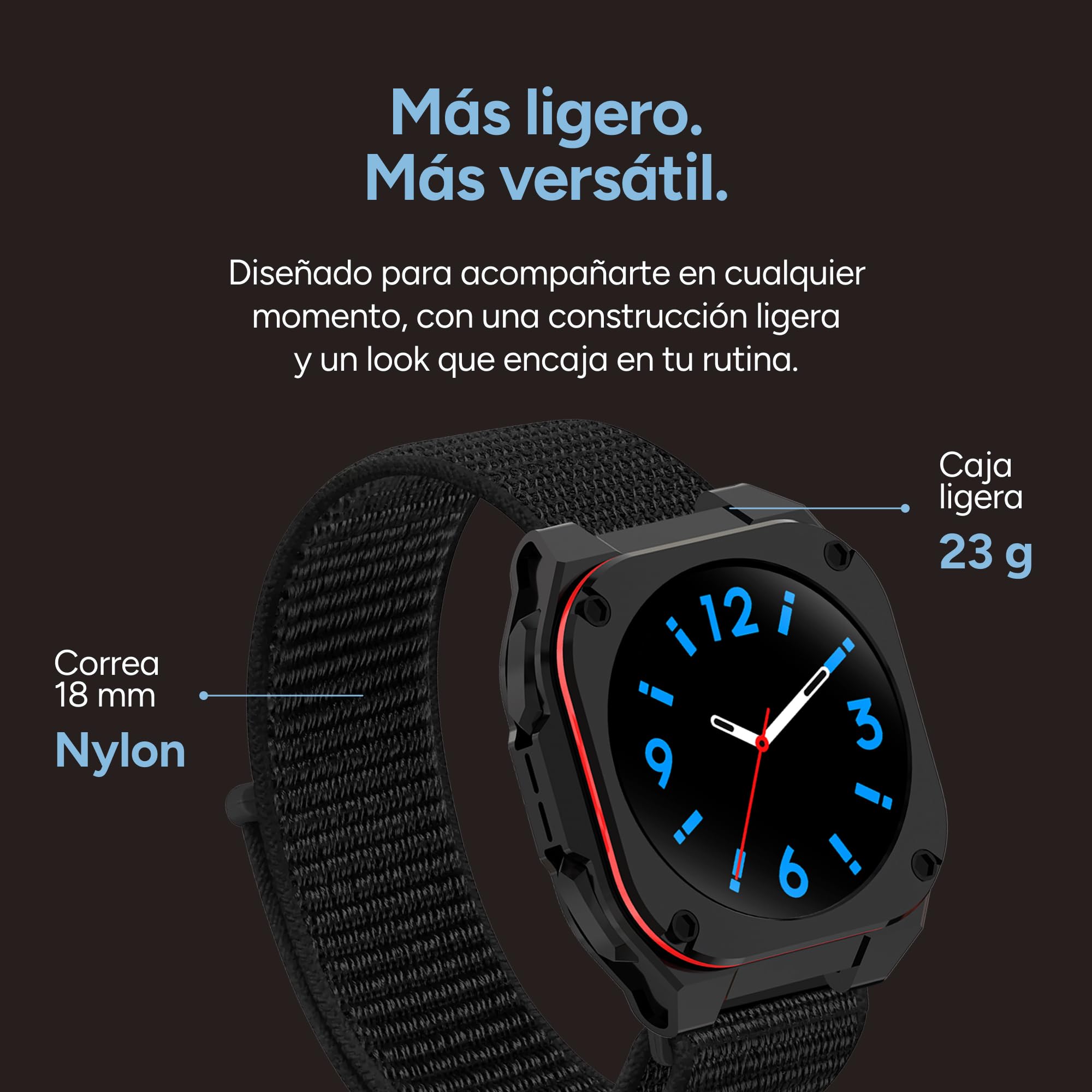 KSIX Smartwatch Zenthium Go - Reloj Inteligente Hombre con Llamadas y Whatsapp, Pantalla AMOLED 1.32", Diseño Aeronáutico Reforzado, IP68 Sumergible, Compatible con iPhone® y Android® - Negro