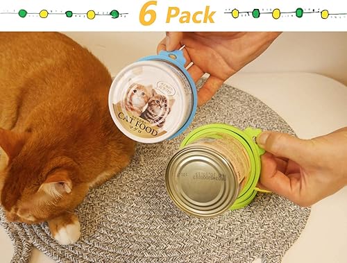 Miniatura 2 de Comtim Fundas para latas de mascotaspaquete de 6 tapas de silicona para latas de comida para perros y gatostamaño universal que se adapta a la