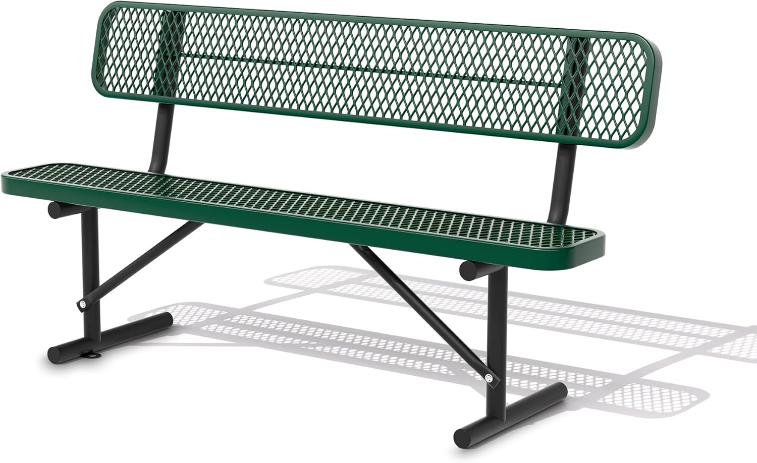 4FT Outdoor Steel Bench with Backrest - Heavy Duty Metal Park Bench, Coated Outdoor Furniture Patio Bench with Back, Commercial Benches for Garden, Porch, Shopping Malls, Stores,Decks and Park