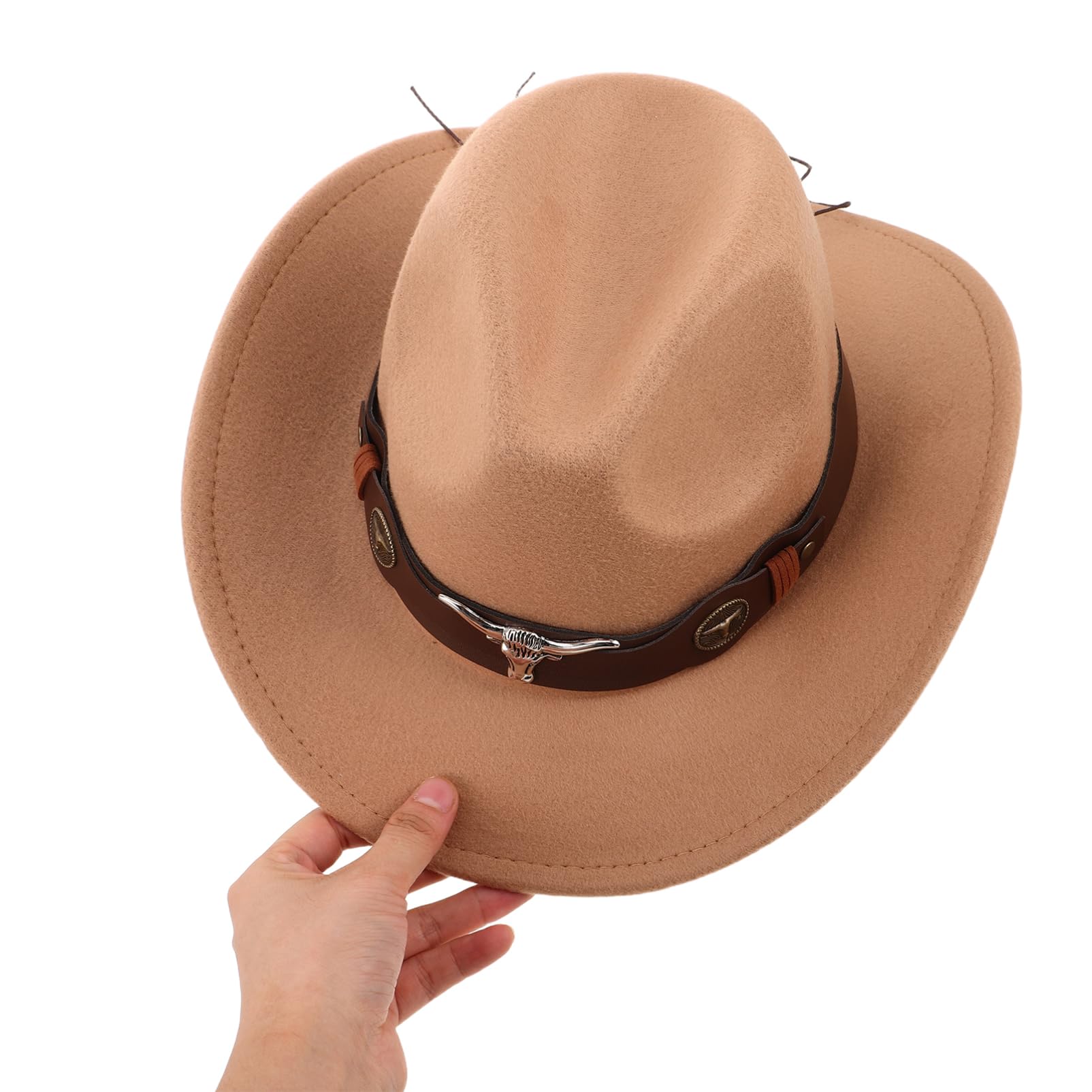 4pezzi Cappello Western da Uomo in Morbido Panno di Fibbia Regolabile per Protezione Solare Adatto Outfit Country e Eventi all Aperto