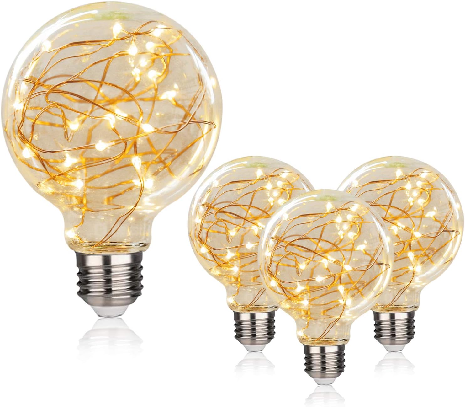 LED Decorative Bulbs,G95 LED Globe Fairy Light Bulb for Ambient Night Lighting, E26 Standard Base Edison with Starry Decorative String Lights for Bathroom, Bedroom, Living Room (Warm White, G95)