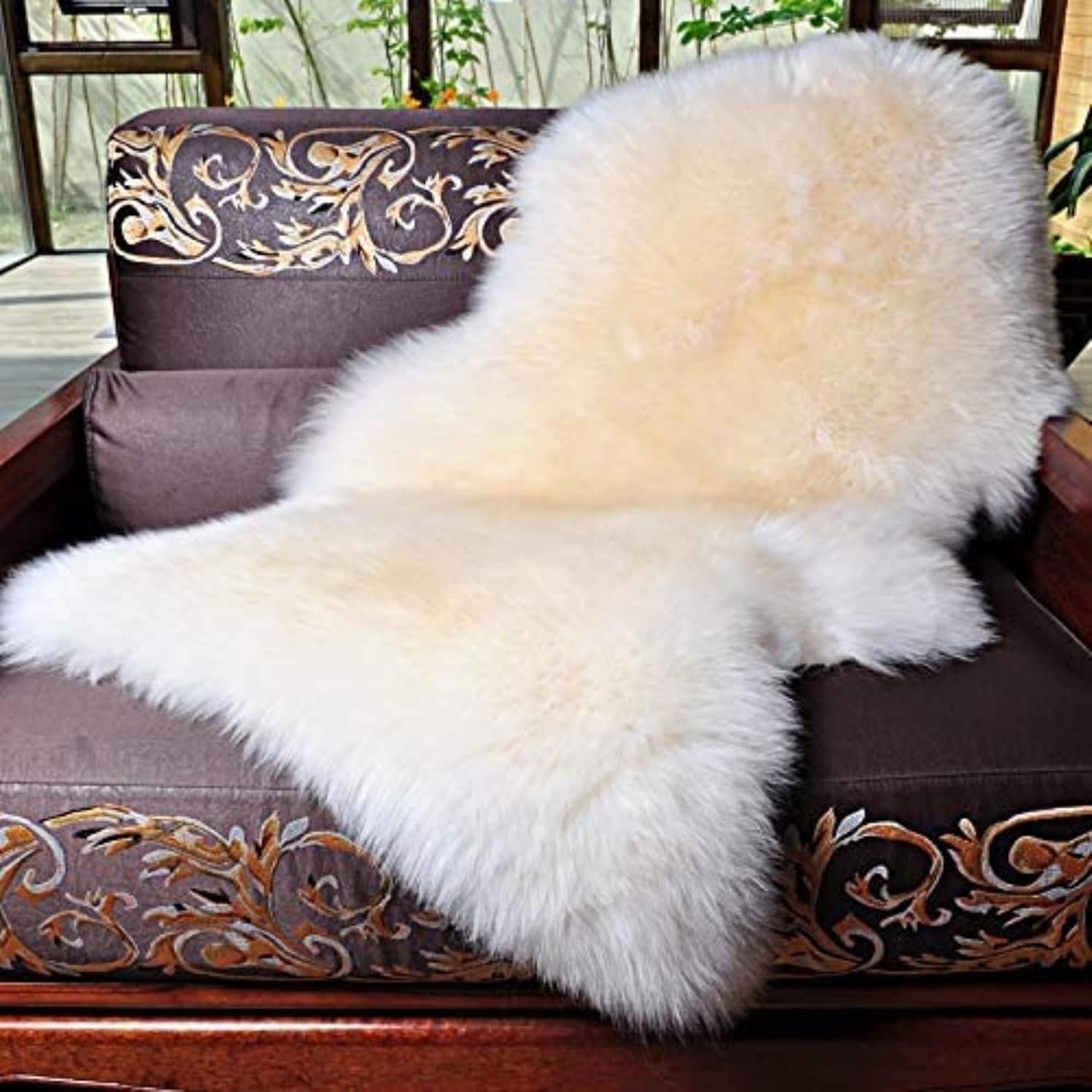 Woolous Sheepskin Rug, Genuine New Zealand Lambskin Pelt, Natural Ivory Sheep Skin Throw - Image 3