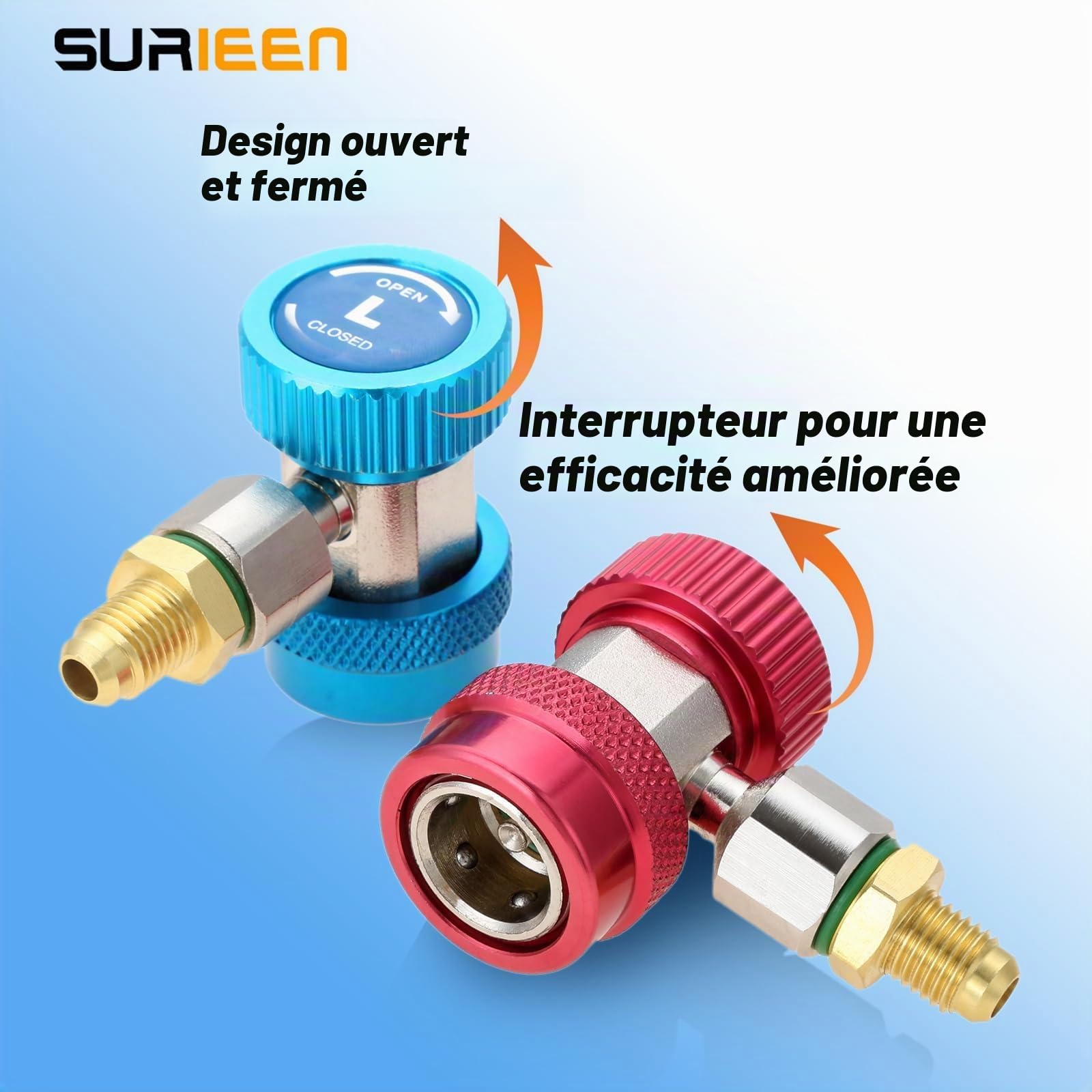 2 Pièces AC R134A Raccords Rapides, Adaptateur Réfrigérant, Haute Et Basse Pression Kit De Conversion De Climatisation De Voiture, raccords CVC SAE 1/4 pouce, Pour La Climatisation Distribu