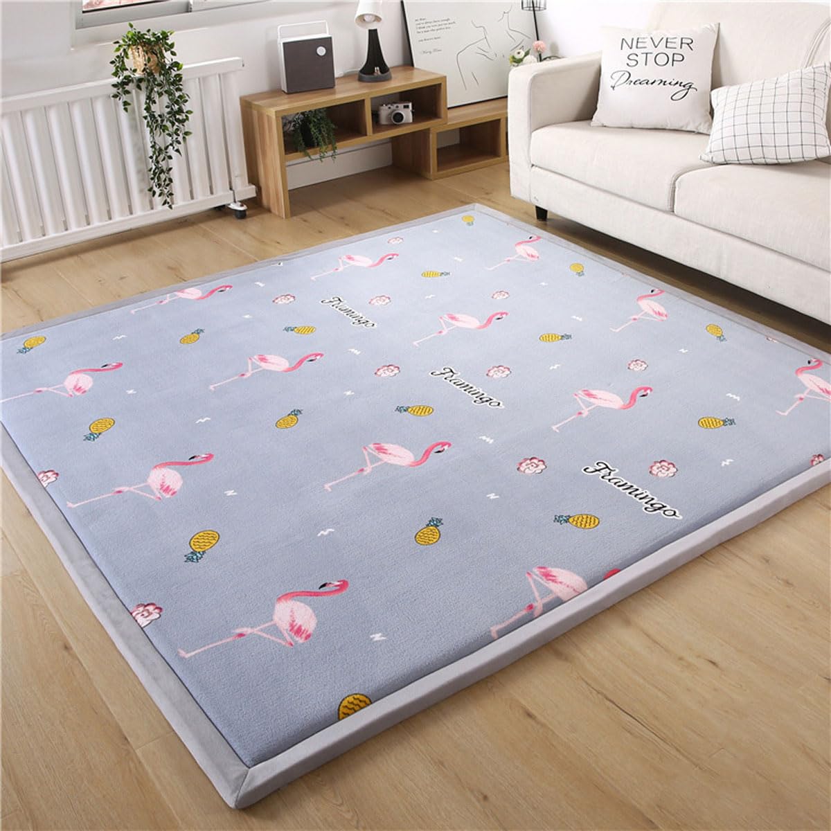 Dmkjdzsw Flamingo 4 Play Crawling Mat For Nursery Baby, Extra Soft Activity Floor Mat For Kids Playroom Bedroom-60 * 100Cm