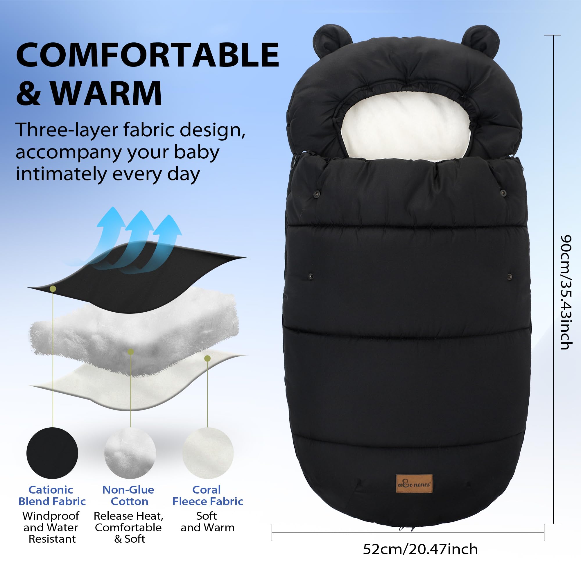 Universal para Cochecito De Bebé, De Invierno para Cochecito, Universal para Silla De Paseo, Color Negro