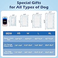 Vista 2 de Forros desechables para pañales para perros machos y hembras, insertos de pañales para perros que se adaptan a la mayoría de los tipos de pañales