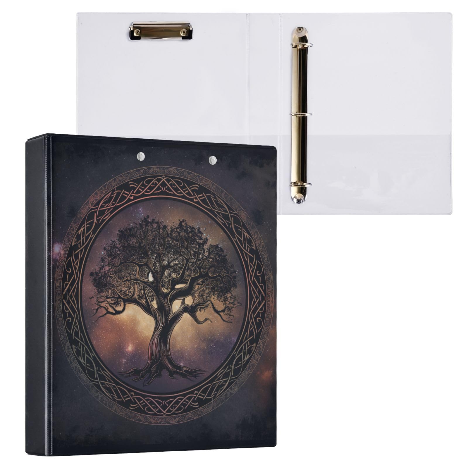 Sletend Tree of Life 1.5 Inch 3 Round Ring Binders with Pocket Clip, Holds 200 Sheets Documents for Office Classroom Student Organization Hard d Ring