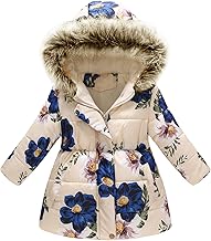 Girl's Floral Hooded Fur Warm Winter Coat for 2-10 Years