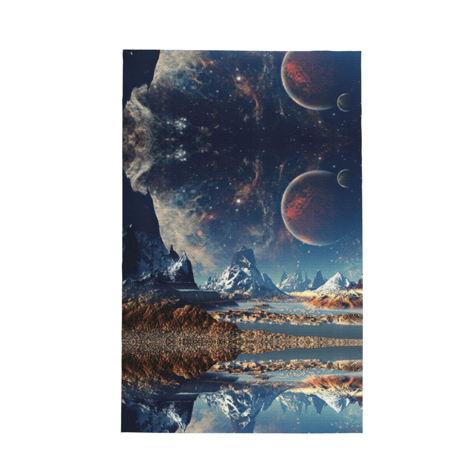 Xxahnbm Black Galaxy Planet Print Waffle Kitchen Towel,Absorbent Hand Towel