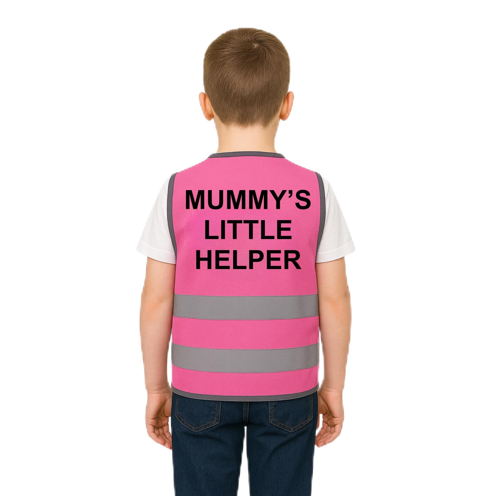 Step Ahead Kids Hi-Vis Safety Infant Vest – High Visibility Reflective Waistcoat for Children Boys & Girls Safety Vest with Back Side Custom Print (MUMMY'S LITTLE HELPER, PINK, 1-2 Year)