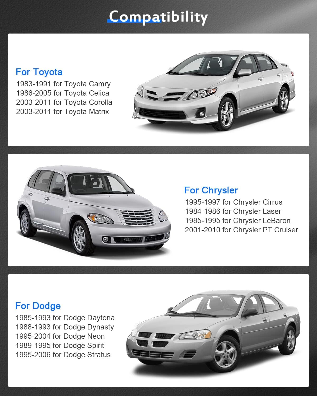 ECCPP 2PCS 1" Wheel Spacers Adapter 5 lug change bolt pattern from 5x4.5(5x114.3) to 5x100 12x1.5 Studs fit 2001-2010 for Chrysler PT Cruiser| 2003-2011 for Toyota Corolla| 1986-2005 for Toyota Celica