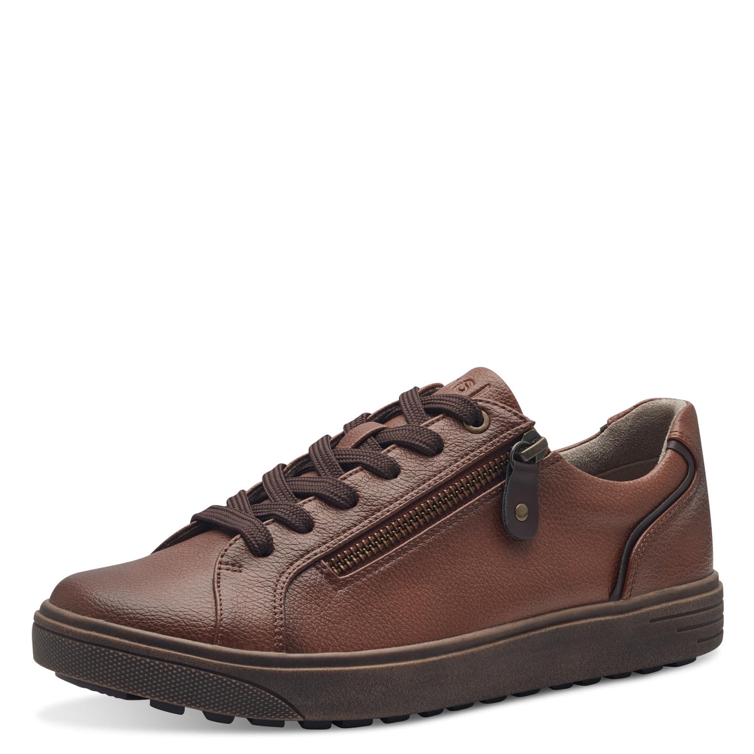 Jana Women’s Flat Sneakers with Zip Vegan, Cognac, 4 UK