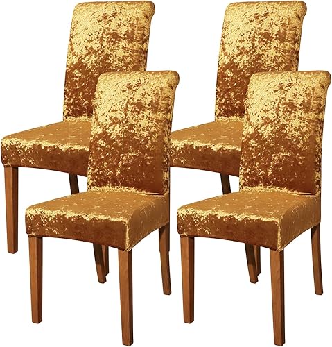 Vista 231 de Forcheer - Juego de 4 fundas elásticas para sillas de comedor con estampado elástico, lavable, extraíble, para cocina, hotel, restaurante