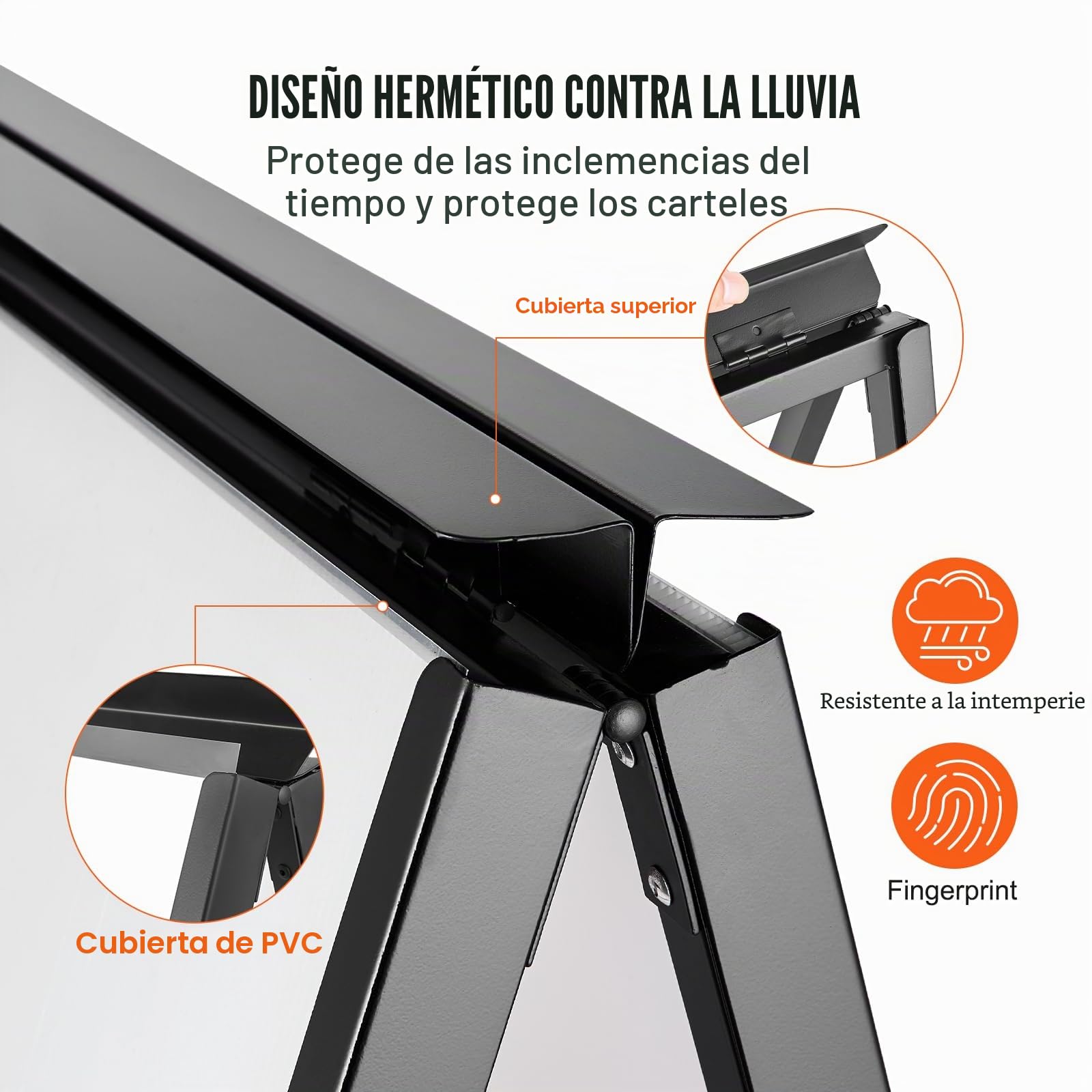 VEOVR Soporte para Carteles en Forma A Expositor Doble Cara 91x61 cm Caballete de Acero para Carteles Plegable y Portátil Tablero Publicitario Impermeable para Bares Restaurantes Exposiciones Exterior