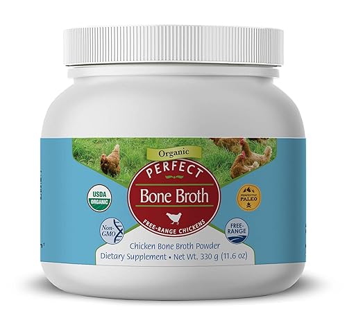 Perfect Organic - Caldo de hueso de pollo en polvo caldo de pollo bajo en sodio caldo de hueso paleo y keto en polvo 1164oz 30 porciones