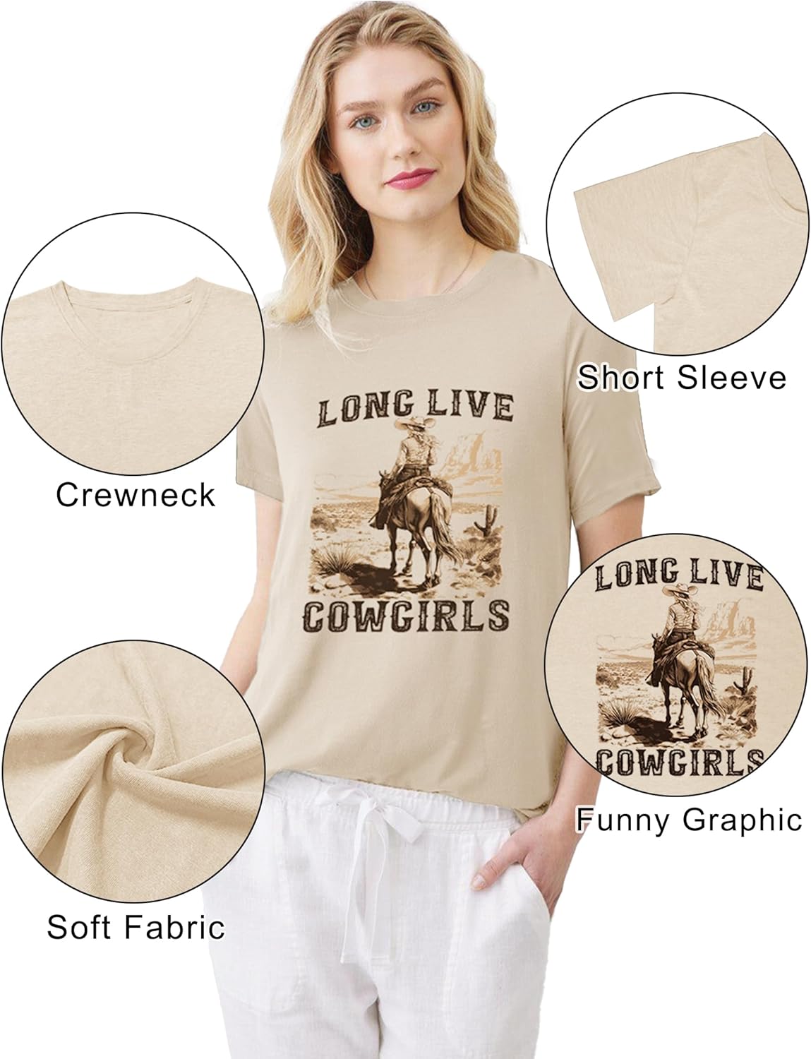 Savarana Western Cowgirls Shirts Women Vintage Graphic Tee Tops Funny Letter Print Country Music Tshirt - Image 5