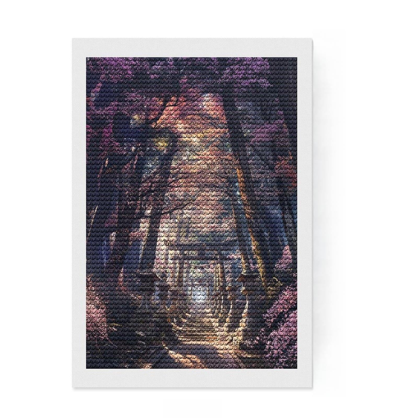 Junmoney Sacred Sakura Shrine Path Diamond Painting Set 8"x12", Enjoyable At-Home Hobby, Relaxing DIY Hobby, Modern Decor, Gift Idea, Easy to Enjoy