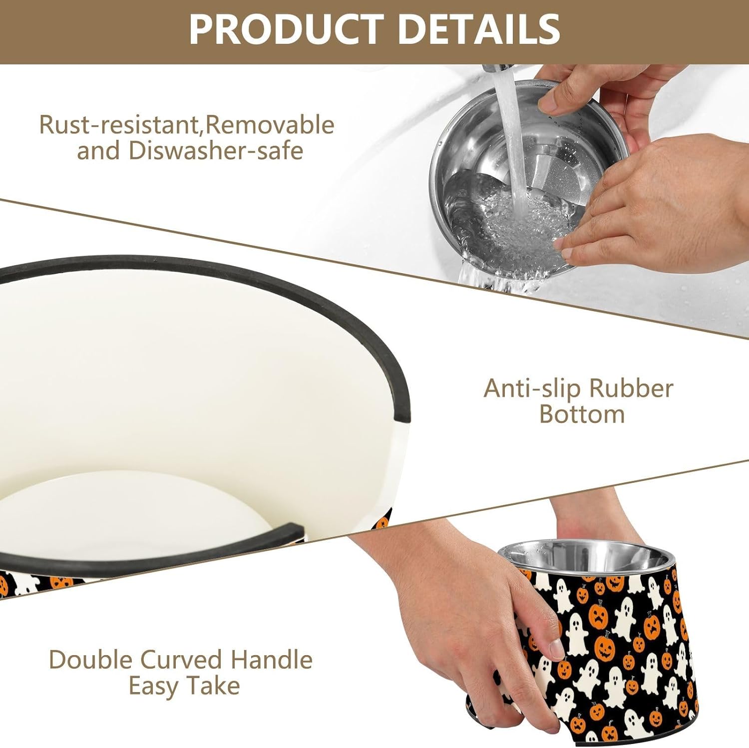 Halloween Pumpkin Raised Pets Water Bowl with Stand Stainless Steel Pets Basic Bowls for Loving Pet Comfort Feeding