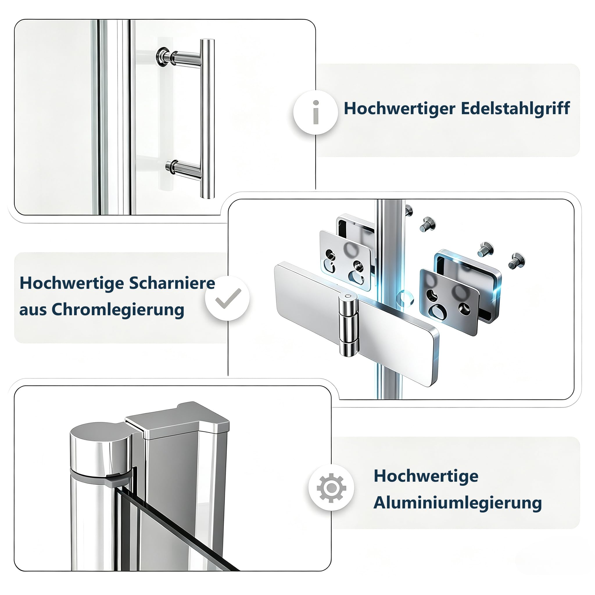 Duschkabine Eckeinstieg 70x120x195 cm Doppel Falttür 180º – 6mm ESG Sicherheitsglas, Nano-Beschichtung, ohne Duschwanne